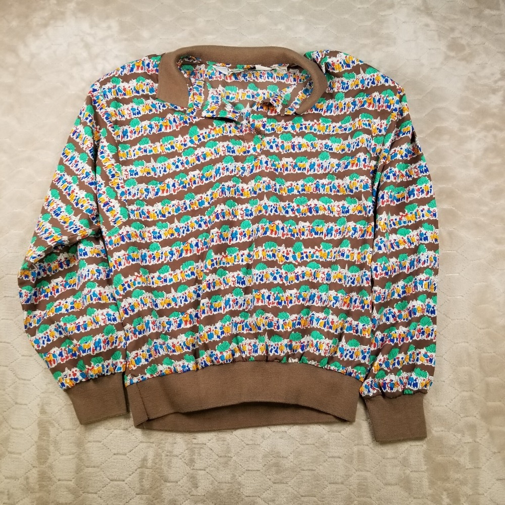 VTG‎ 80s Diane Von Furstenberg Polyester Collared Shirt Sz 16 Long Sleeve RARE